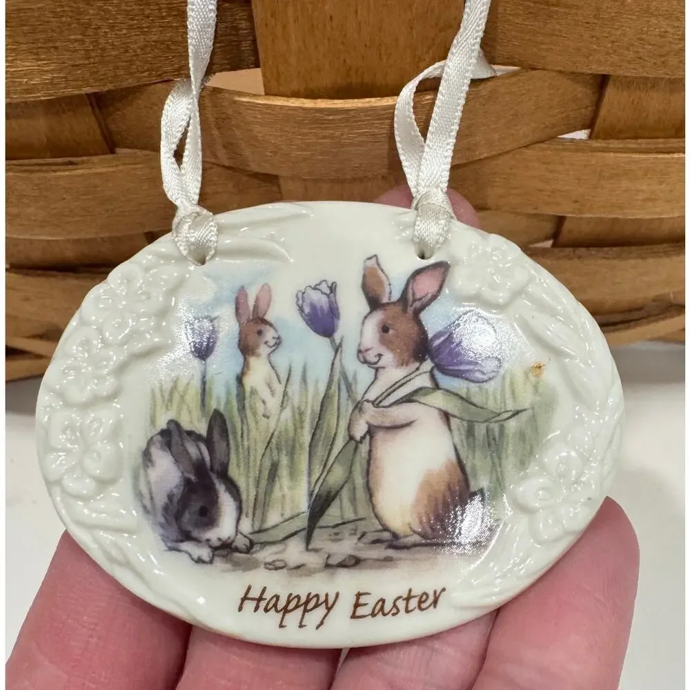LONGABERGER Large Basket 2006 Easter Handmade Woven USA Liner